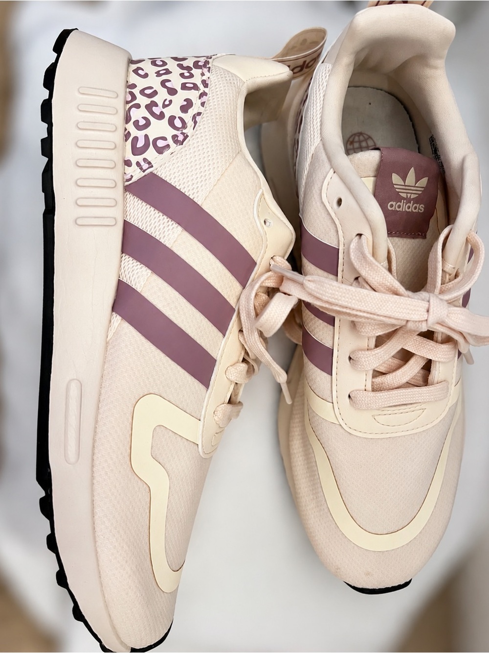 Adidas Originals Women’s Sneakers Pink Mauve Leopard Heel Size 7.5
